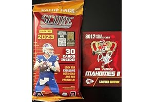 GENERIC NEW 2023 Panini SCORE Football Card FACTORY SEALED FAT Pack w/ 30 Total Cards - Plus Novelty Mahomes Card Pictured