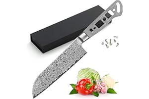 KATSURA Woodworking Project Kit – Santoku Knife Blank – 7 Inch– Japanese Premium AUS 10, 67 Layers Damascus Steel – NO LOGO