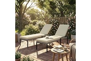 Outsunny Chaise Lounge Chairs Outdoor, Set of 2 Wicker Patio Lounge Chairs with 5-Level Adjustable Backrest, Cushion, Rattan 
