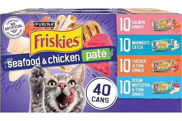 Purina Friskies Pate Wet Cat Food Variety Pack, Seafood & Chicken, 5.5 oz Cans, 40 Count product