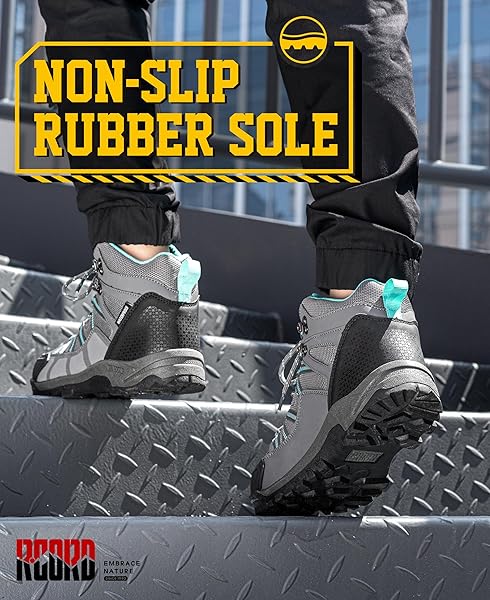 R CORD WOMENS WORK BOOTS STEEL TOE SHOES FOR WOMEN WATERPROOF SAFETY NON-SLIP COMPOSITE TOE CONSTRUCTION BOOTS GREY SIZE 6.5