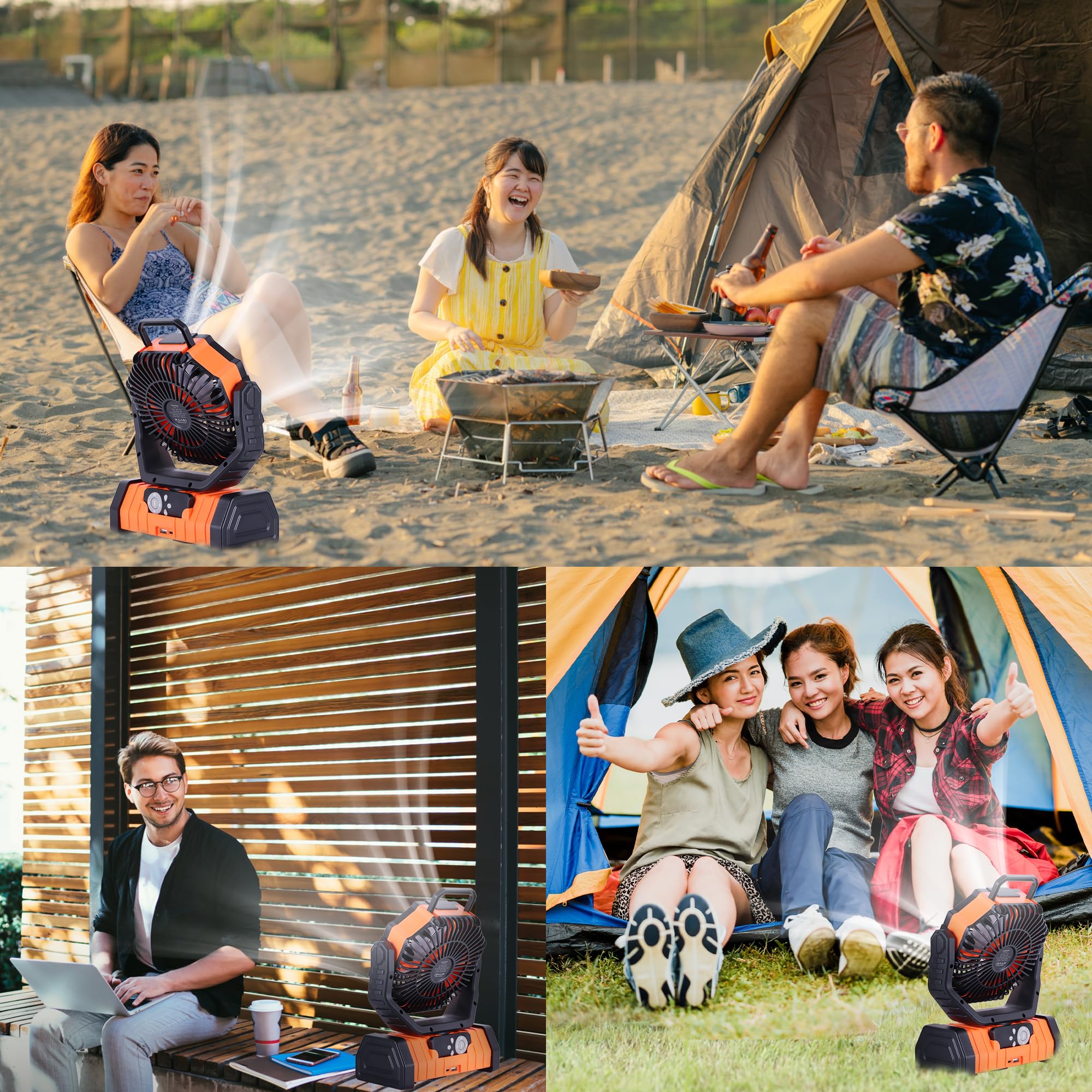 TDLOL 20000mAh Camping Fan Battery Operated,Portable Rechargeable Battery Powered Fan with LED Light,360°Oscillating & 8H Timer Portable Camping UEssentials Fans with Hook