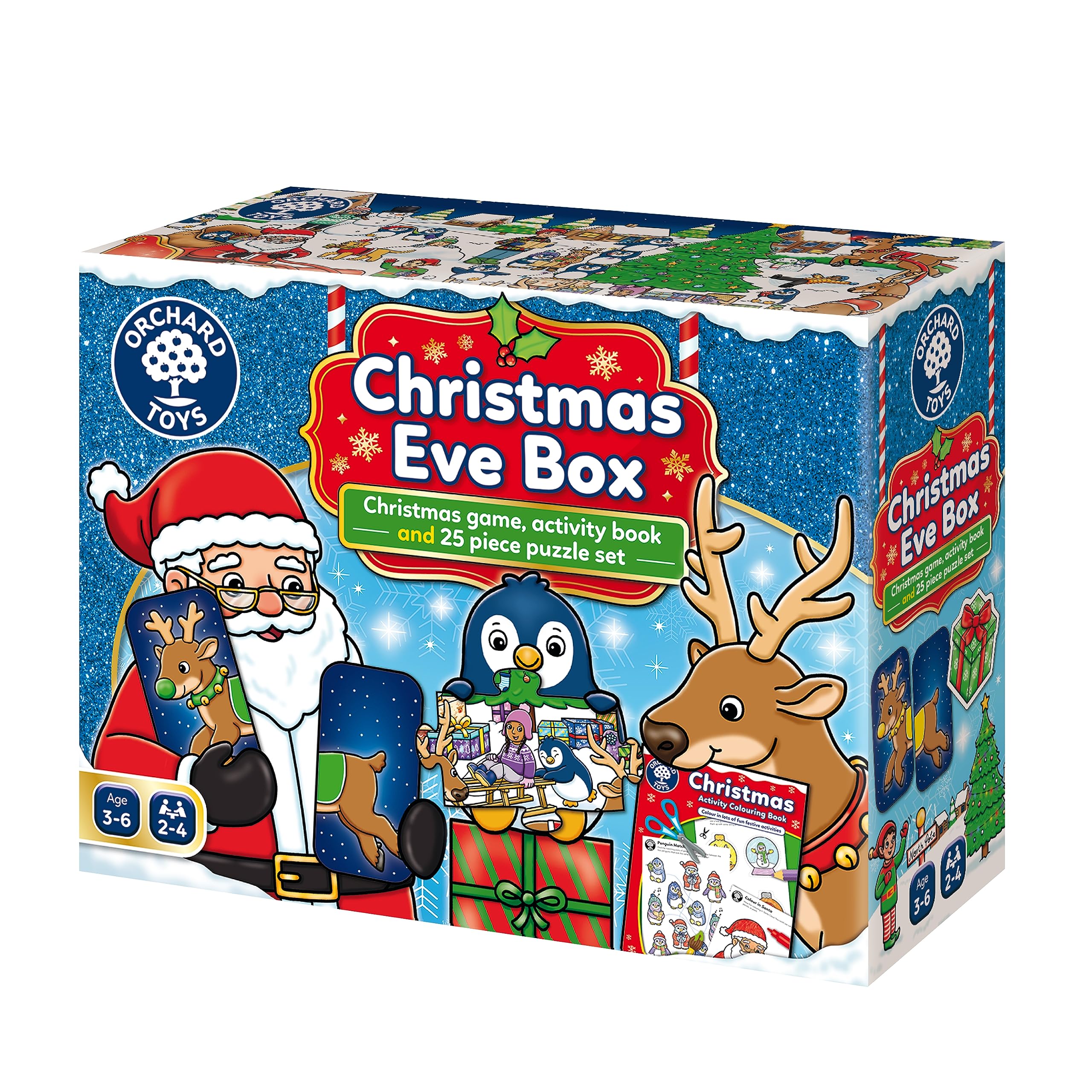 Orchard Toys Christmas Eve Box, Christmas Game, Christmas Jigsaw and Activity Colouring Book in one box, Ideal Christmas Advent Gift for kids age 3-6