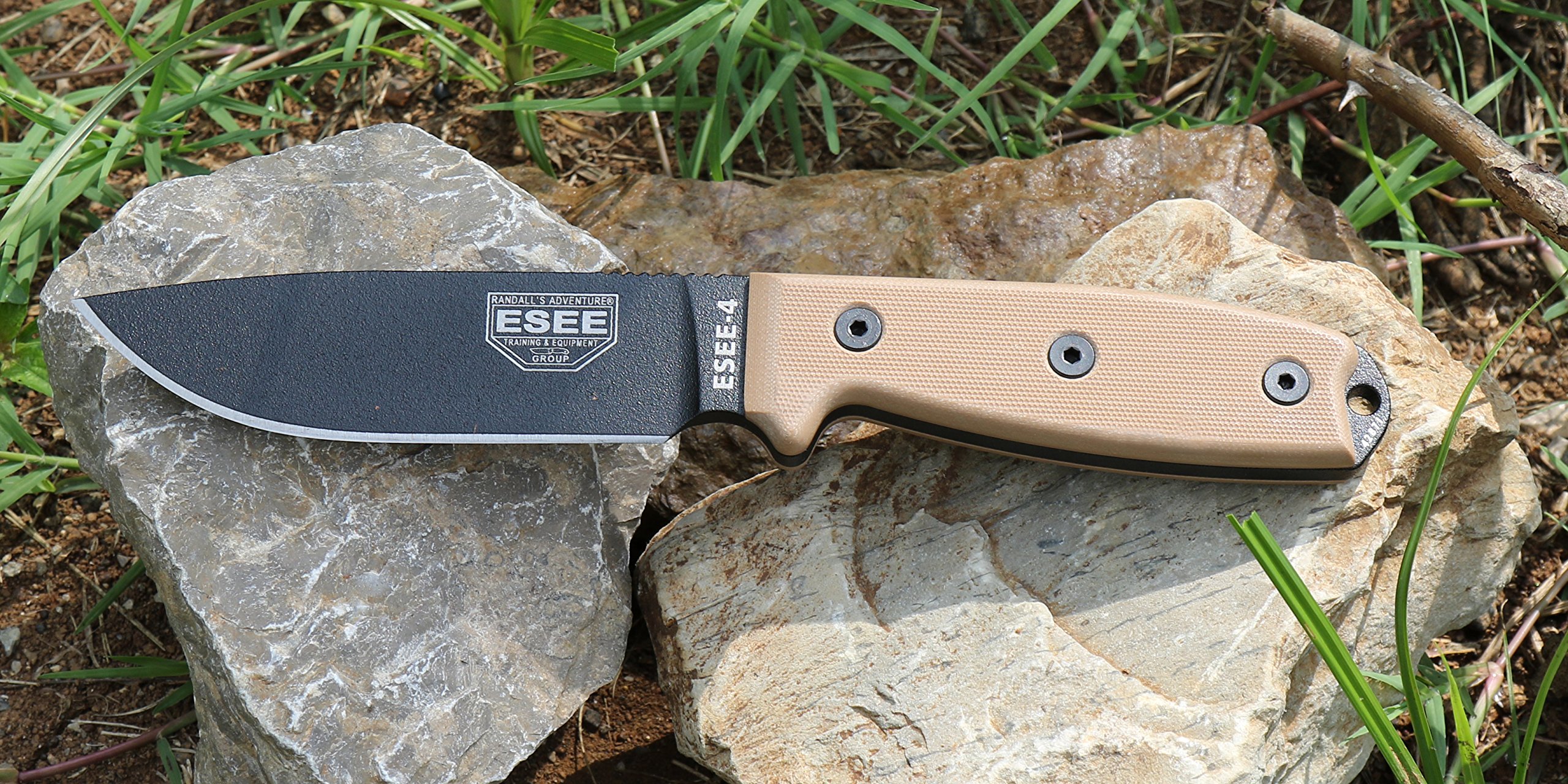 ESEE 4PBCB Fixed Blade Knife w/ Coyote Brown G10 Handles Includes