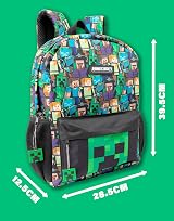 Minecraft Kids Backpack Set Official Brand Rucksack Creeper Zombie Enderman view 3