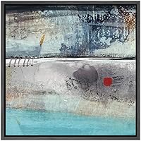 SIGNWIN Framed Canvas Wall Art White, Blue, Yellow and Gray Paint Wash Over Metal Abstract Texture Mixed Media Modern Art Industrial Dramatic for Living Room, Bedroom, Office - 16