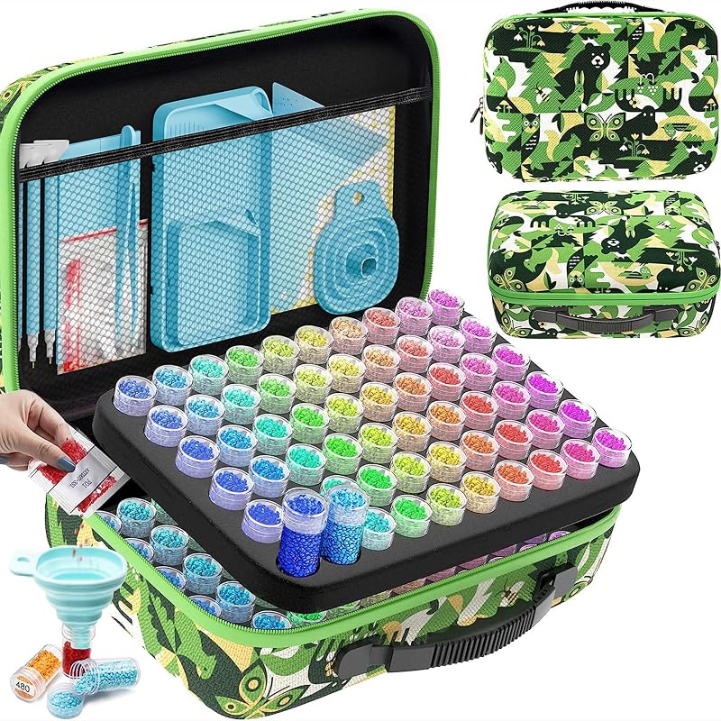 ARTDOT 5D Diamond Art Storage Box 120 Slots Kit Green with Accessories