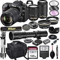 Nikon D7500 DSLR Camera with 18-140mm VR and 70-300mm Lens Bundle with 420-800mm Preset f/8 Telephoto Lens + 128GB Card…