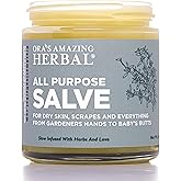 Ora's Amazing Herbal All Purpose Salve, Herbal Healing Skin Balm with Tea Tree, Natural Cream for Dry Cracked Hands, Comfrey Calendula Plantain Thyme Beeswax, Soothing Itch Relief, 4 oz