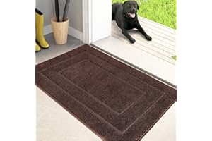 PURRUGS Dirt Trapping Door Mat 20" x 31.5", Non-Slip/Skid Machine Washable Entryway Rug, Dog Doormat, Super Absorbent Welcome Mat for Muddy Wet Shoes and Paws, Brown