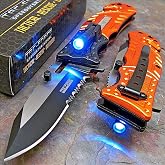 Tac-force Orange EMT LED Tactical Rescue Pocket Knife NEW