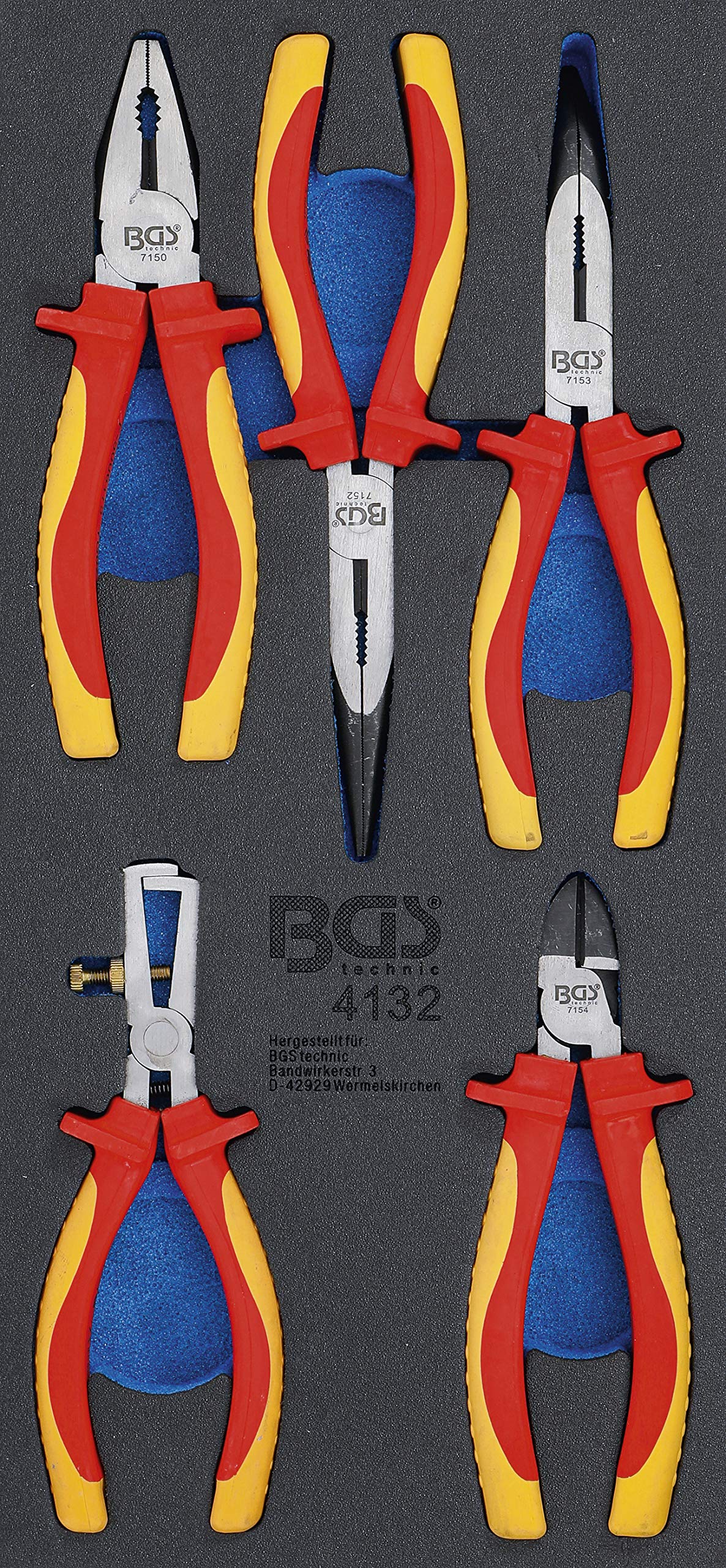 BGS 4132 | Tool Tray 1/3: VDE Pliers Set | 5 pcs.