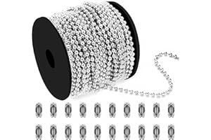 100ft Ball Bead Chain, 304 Stainless Steel, #10 Bead Chain for Roller Shades, Window Blinds, Dog Tags, Jewelry & DIY Crafts (