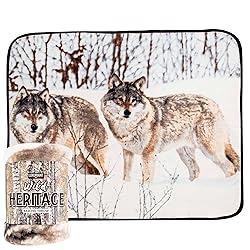 Northwest Winter Wolves Raschel Throw