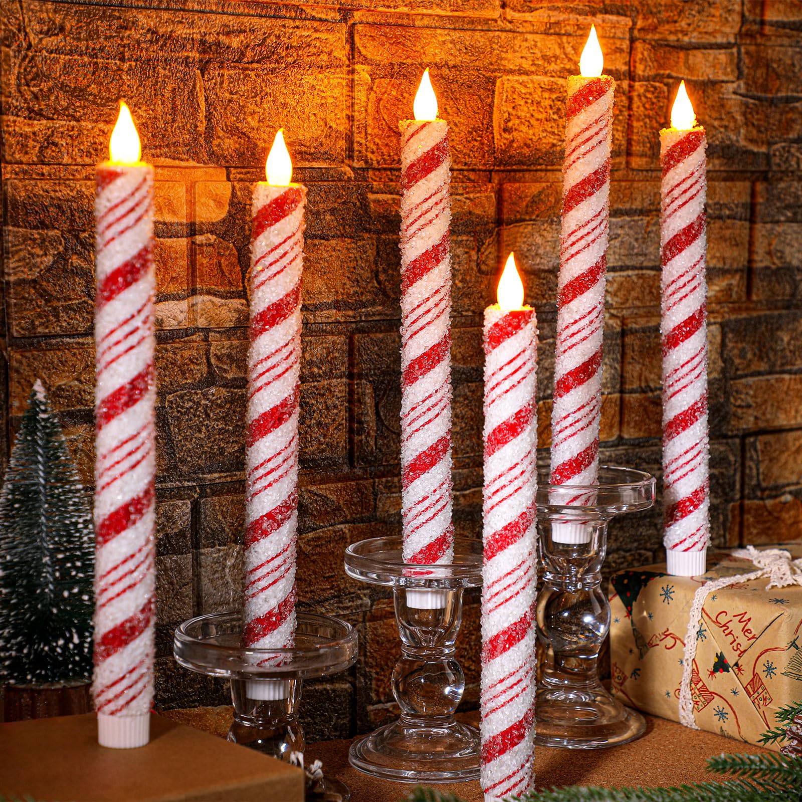 Photo 1 of *USED*
Baquler 6 Pcs Christmas Flameless Taper Candles 10.6 Inch Sea Salt Candy Cane Candles Battery Operated LED Christmas Candlesticks for Xmas Centerpiece Holiday Party Decor