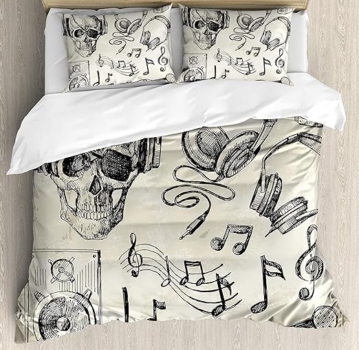 Amazon Com Music 4 Piece Bedding Set King Size Hipster Skull
