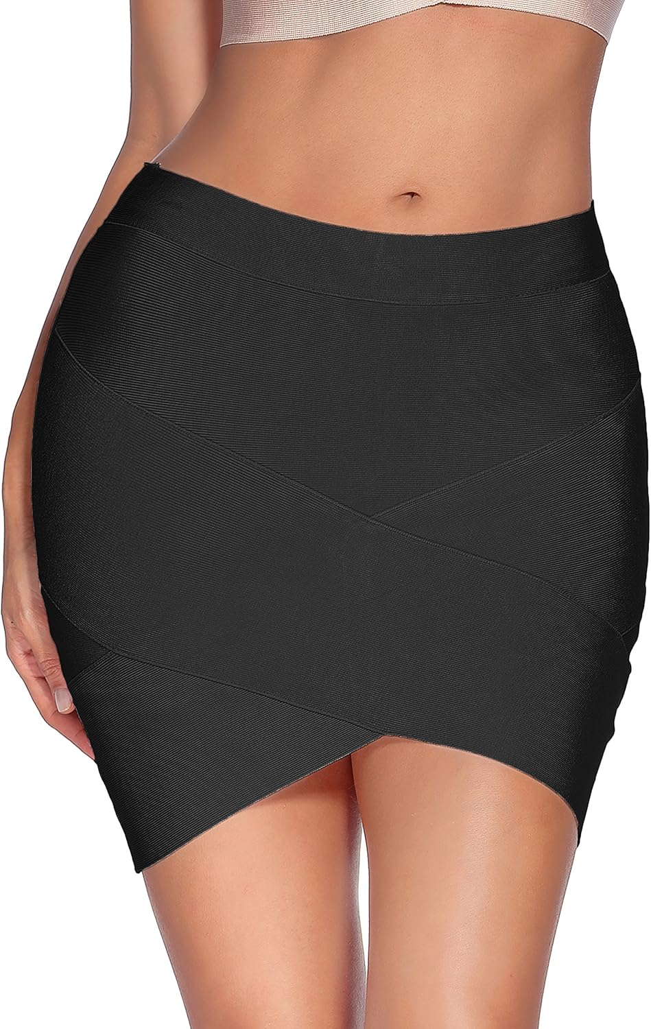 meilun Women's Rayon Bandage Bodycon Mini Skirt at  Women’s Clothing store