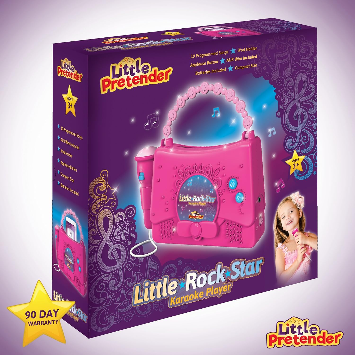 Kids Karaoke Machine for Girls - Little Rock Star Music Player - 10 Programmed Songs - iPod Holder - AUX Cable and Batteries Included: Toys & Games