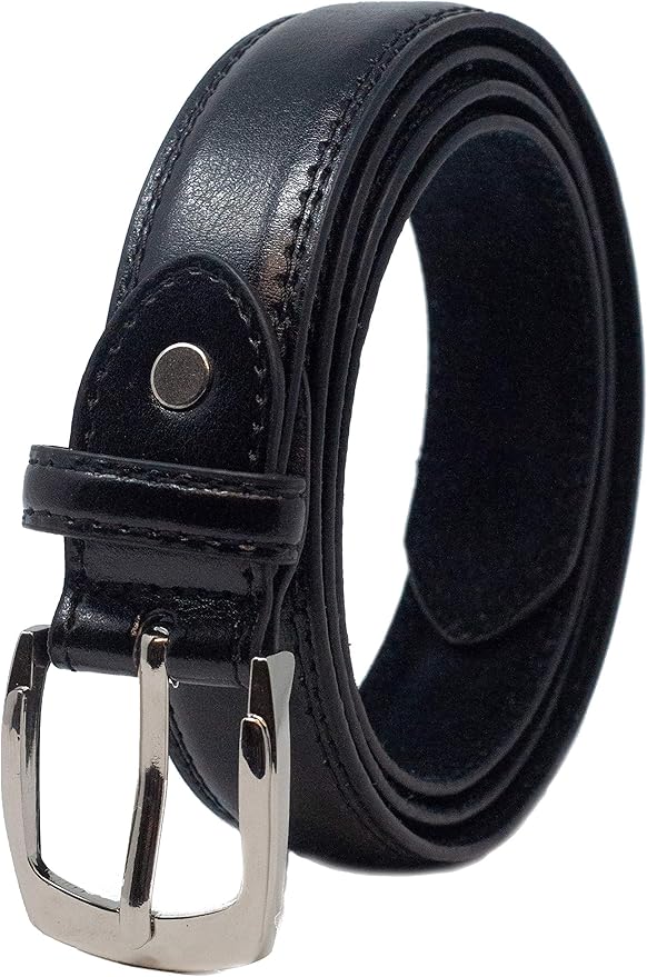 Mens Classic 28mm Leather Lined Suit Belt in Black Medium (32" 36