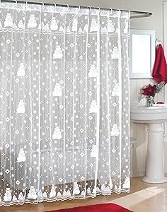 Snowman Lace Fabric Shower Curtain 70Wx72L