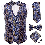 Hi-Tie Mens Suit Vest Bowtie Set Ties for Men V