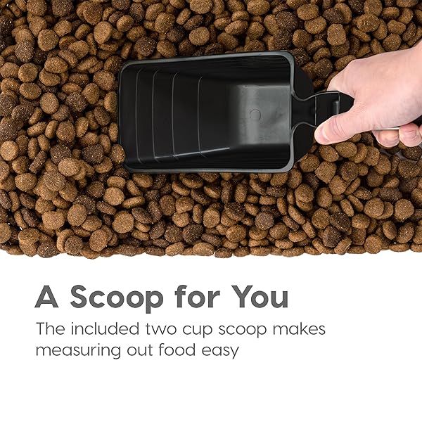IRIS USA DOG FOOD STORAGE CONTAINER, 30 LBS & 11 LBS COMBO, CAT FOOD STORAGE CONTAINER, DOG TREAT CONTAINER, AIRTIGHT, STACKABLE, 2-CUP SCOOP, WHEELS, EASY MOBILITY, BLACK