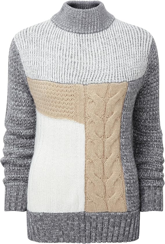 Cotton Traders Womens Ladies Patchwork Turtle Neck Jumper Sweater