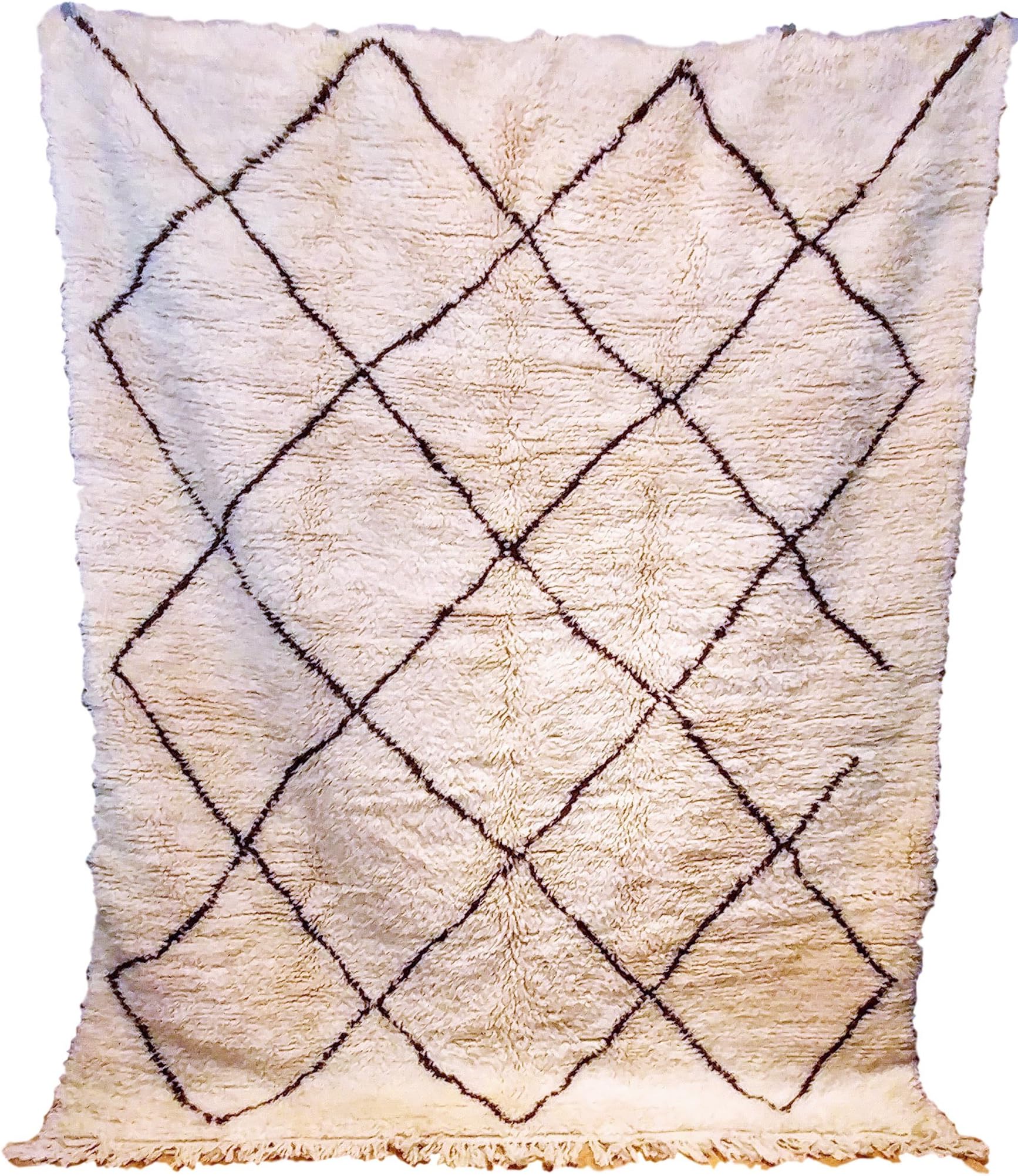 Beni Ourain Moroccan Area Rug 8'5" x 7' Handmade Shaggy Pile Wool Carpet - Ships from U.S.A.