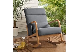 COOSLEEP HOME COOSLEEP Rocking Chair, Upholstered Glider Rocker with Adjustable Backrest, Solid Wood 350Lbs Support Rocking Chairs for Bedroom, Living Room (Grey)