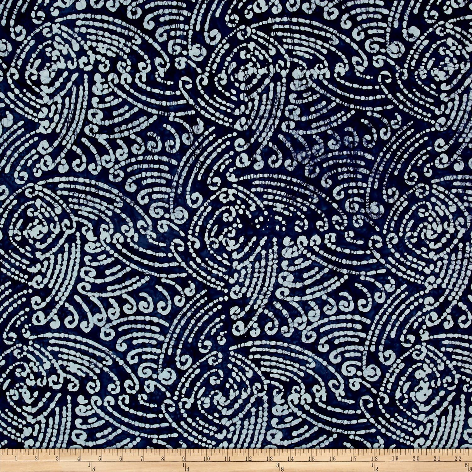 Textile Creations Indian Batik Swirls Indigo Fabric By The Yard