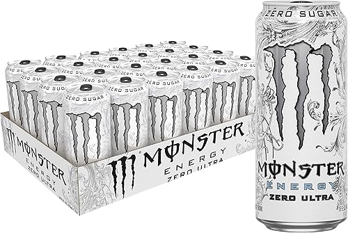 Monster Energy Zero Ultra, Sugar Free Energy Drink, 16 Ounce (Pack of 24)