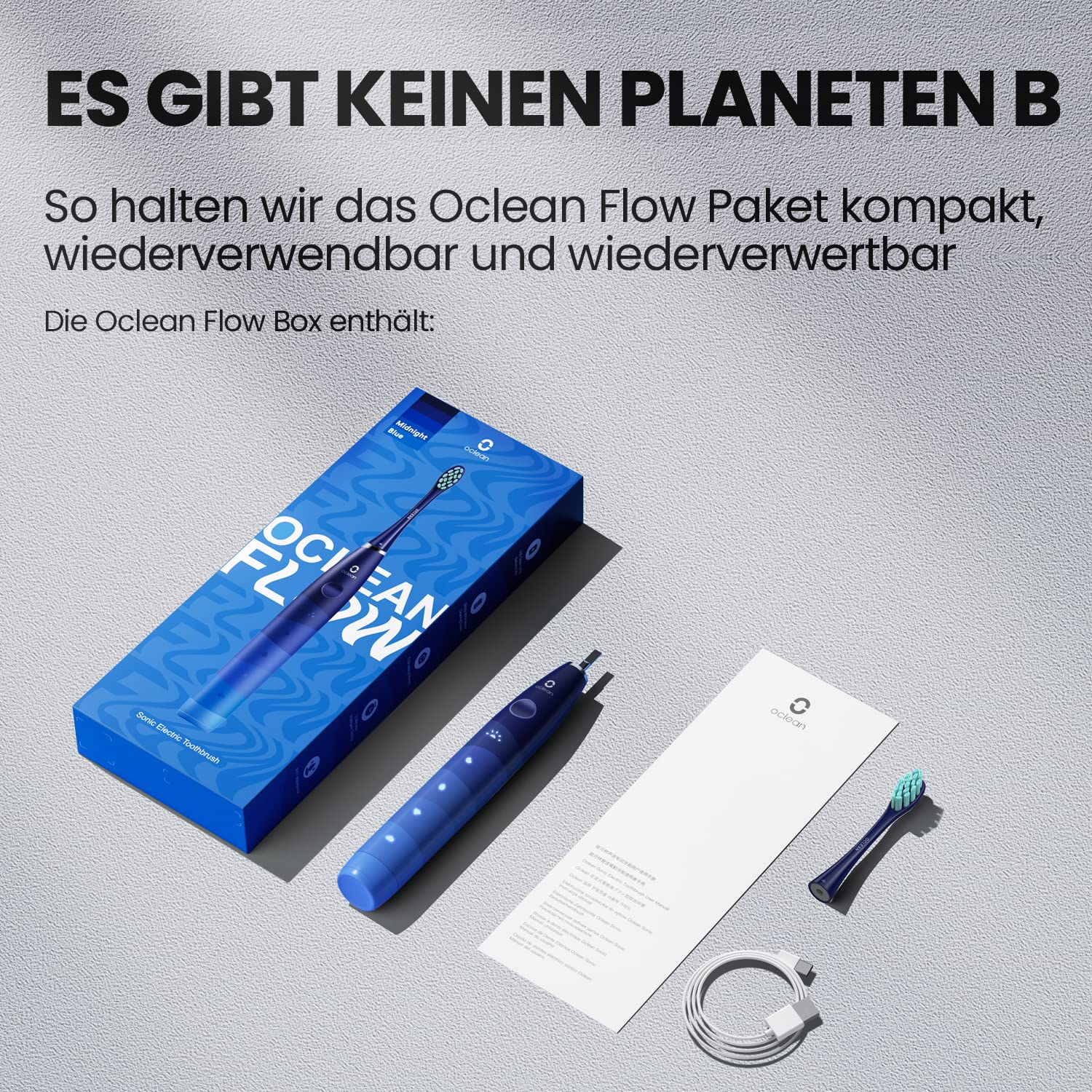 Oclean Flow Elektrische Zahnbürste, Schallzahnbürste mit 180 Tage Akkulaufzeit, 5 Putzmodi Zahnbürste Elektrisch IPX7 Sonic Electric Toothbrush mit DuPont Zahnbürstenkopf, Timer (Blau) 8