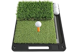 YWITIO Premium Dual-Turf Golf Mat: Heavy Bottom Golf Hitting Mat with Ball Tray, Portable Golf Practice Mat for Indoor & Outdoor Golf Training Swing Chipping & Driving, Christmas Ideal Gift for Men.