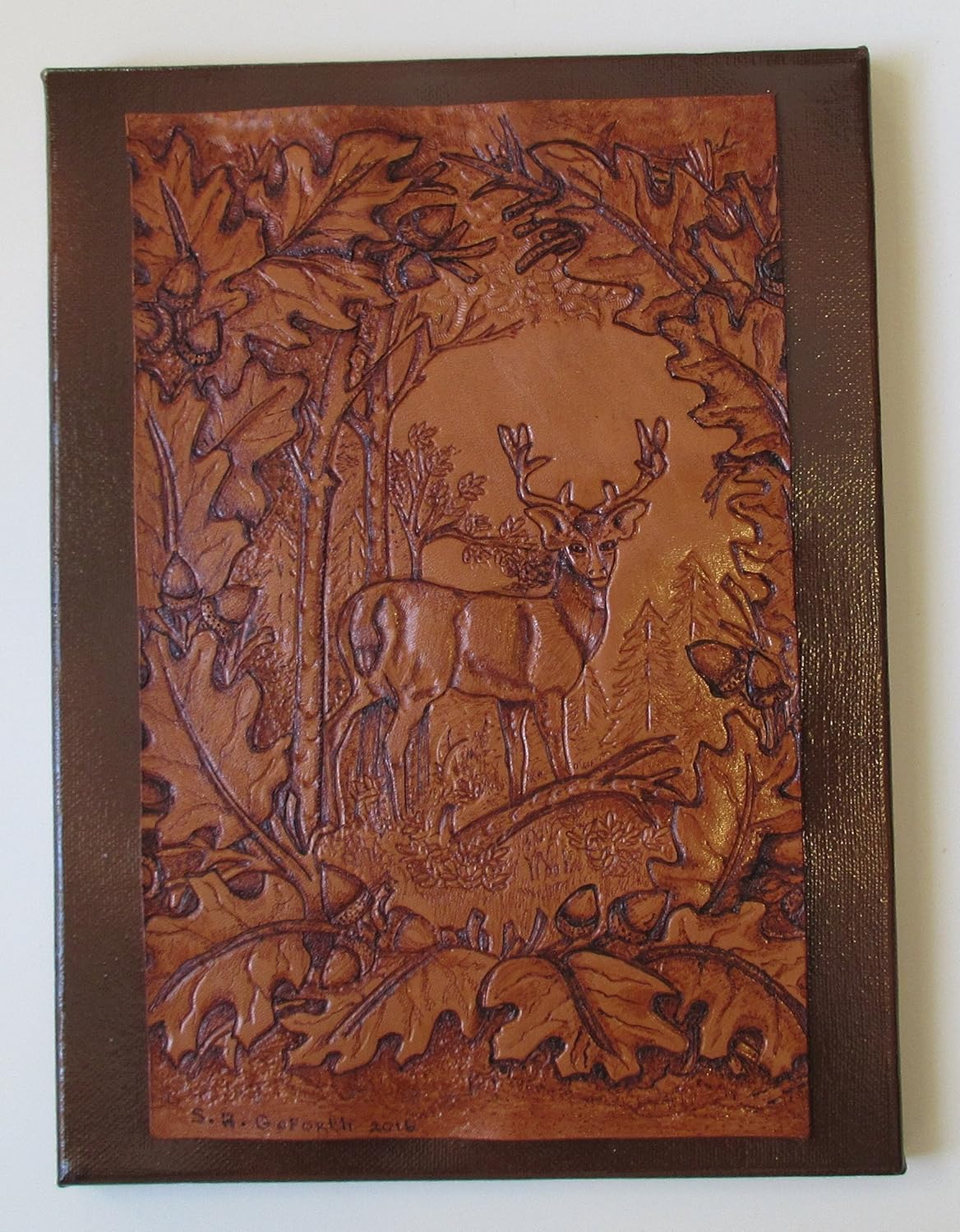 DEER IN WOODS' Genuine Leather 