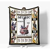 Guitar Throw Blanket Music Soft Warm Cozy Blankets Fuzzy Plush Guitar Fleece Blanket for Couch Bed Sofa Home Decor 40''X50''