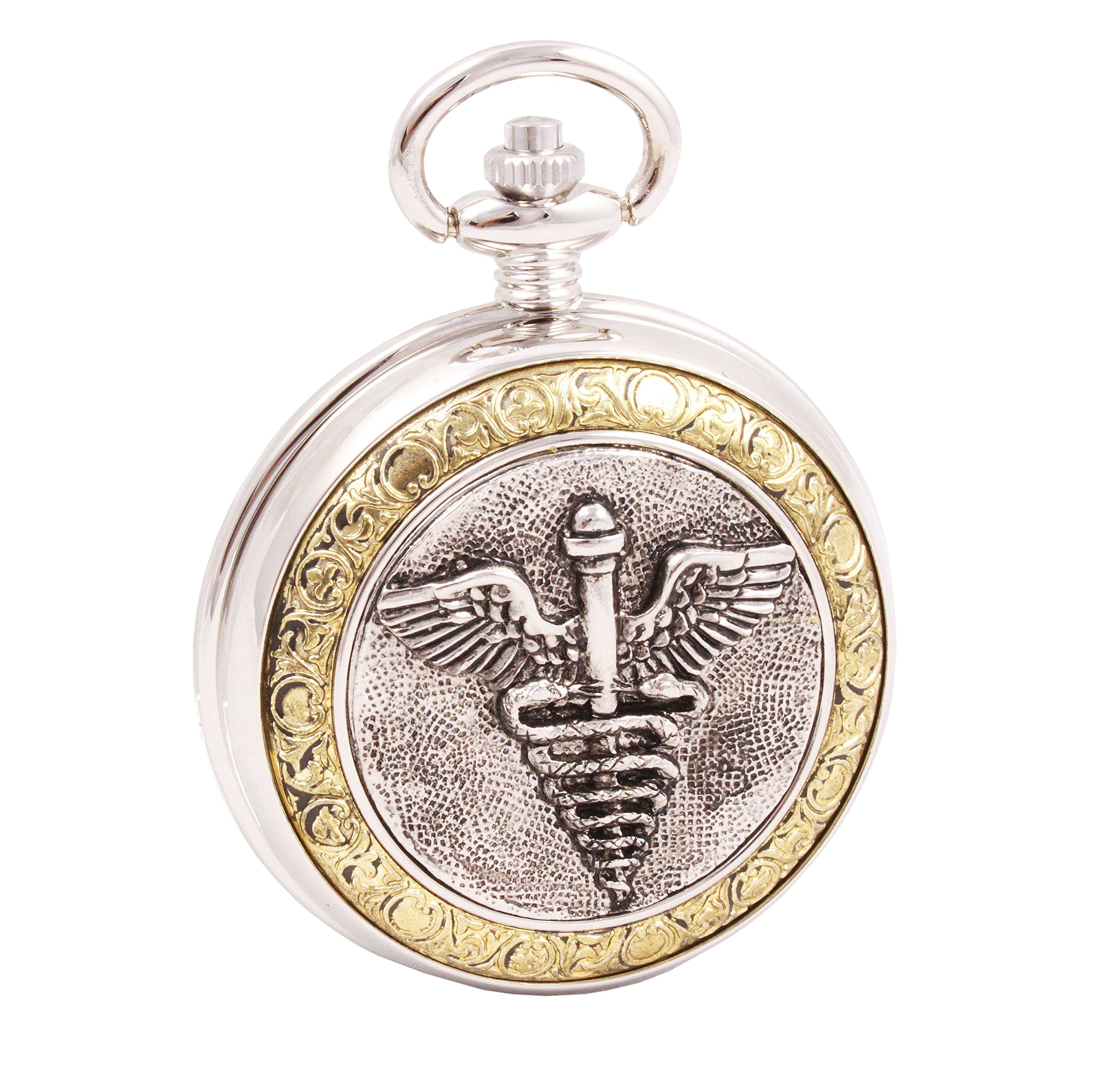 ShoppeWatch Pocket Watch Doctor Medical Symbol With Chain Quartz