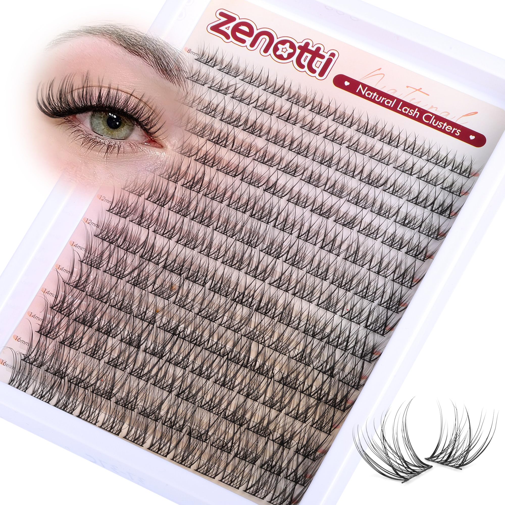 Photo 1 of Lash Clusters Natural Look Cluster Eyelash Extensions Wispy Lashes Extensions 8-16mm DIY Individual Lashes 180PCS Thin Band Eyelashes Cluster by zenotti