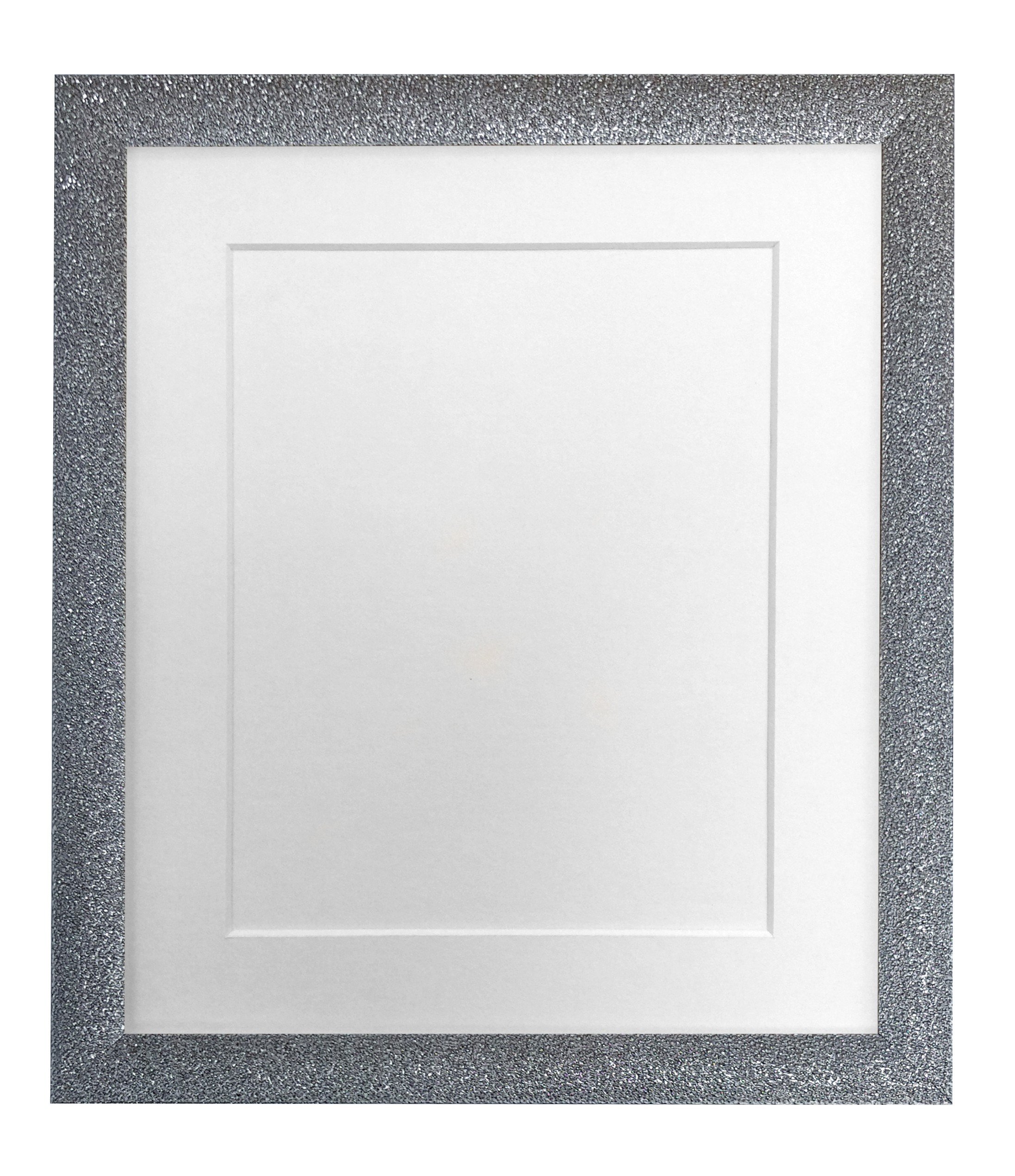 FRAMES BY POST Gunmetal Picture Photo Frame with White Mount 20 x 16 Image size 16 x 12 Inch Plastic Glass