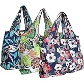 Wrapables Eco-Friendly Large Nylon Reusable Shopping Bags (Set of 3), Tropical