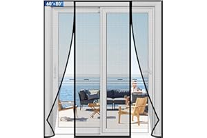 LONGEAS Magnetic Screen Door Upgraded PET Mesh Stronger Than Fiberglass and Polyester,Hands Free,Keeps Bugs Out,Pet & Kid Friendly,Suitable for Sliding Door,Large Patio Door and French Door-60''x80''