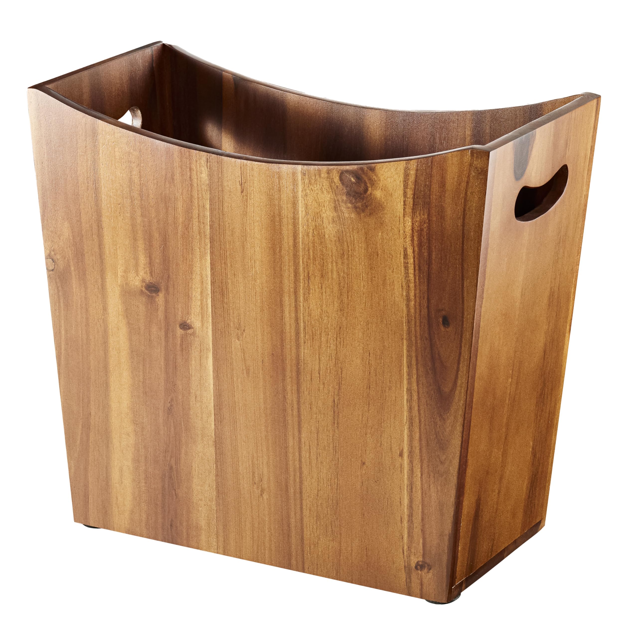Photo 1 of Tidita 3 Gallons Rectangular Wastebaskets - Acacia Wood Waste Basket with Handles - Small Trash Can for Bathroom - Brown Garbage Bin for Spa Decorative, Kitchen Under Counter, Living Room, Office