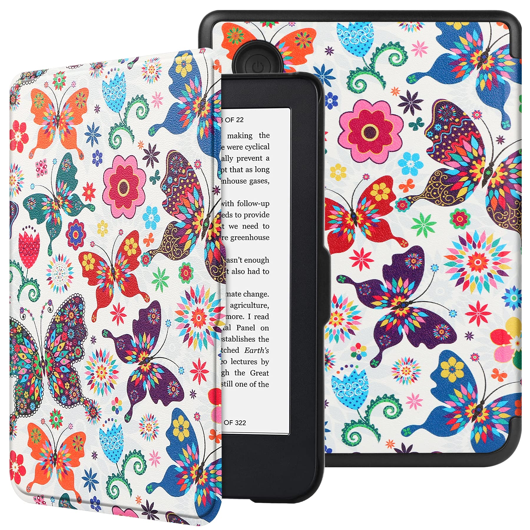 HGWALP Slimshell Case for 6" Kobo Clara Colour/Clara BW(2024)/Clara 2E(2022) Released eReaders,Premium Lightweight PU Leather Cover with Auto Sleep/Wake for Kobo Clara Colour 6inch-Butterfly