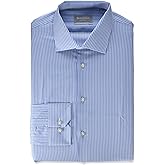 Hickey Freeman Mens Trad Stripe Contemporary Fit Long Sleeve Dress Shirt