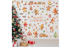 BORAMDO Christmas Gingerbread Wall Stickers Decoration 12 Sheets, Christmas Wall Decals Holiday Gingerbread Decor, Winter Candy Vinyl Stickers for Living Room Bedroom Home Office Decor