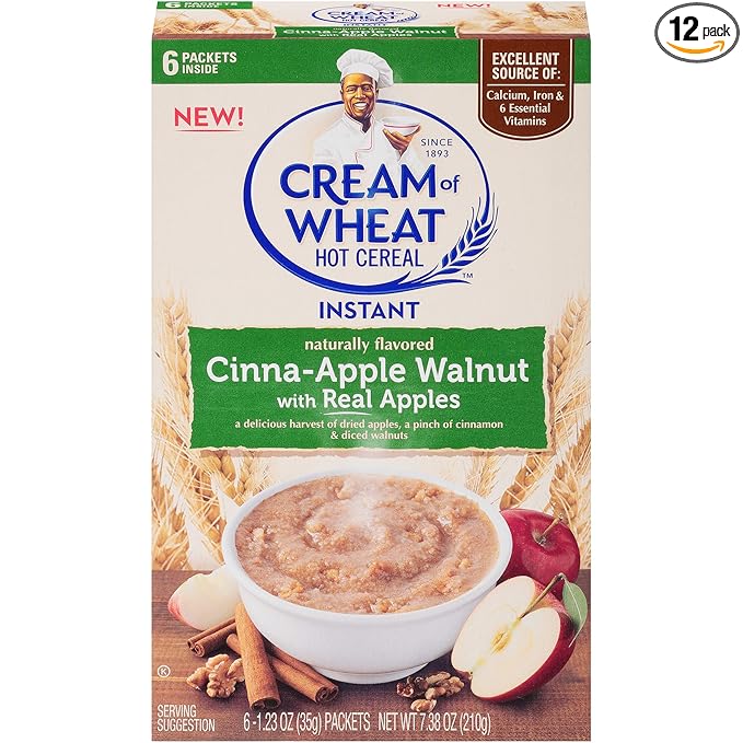 Amazon Com Cream Of Wheat Instant Hot Cereal Cinna Apple Walnut 1 23 Ounce 6 Packets Pack Of 12