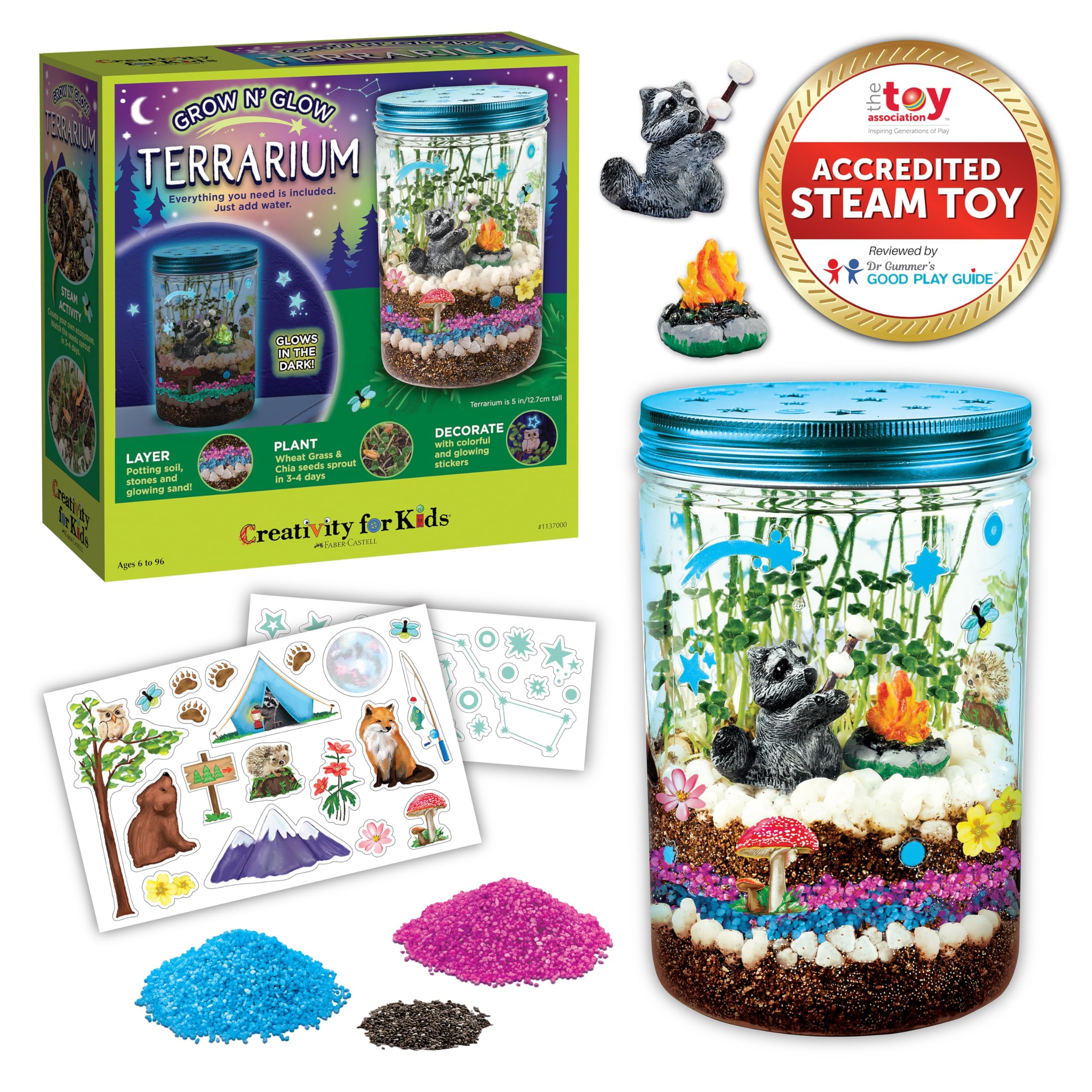Creativity for Kids Grow 'N Glow Terrarium Kit - Educational Science Kits| Holiday Stocking Stuffers for Kids Gifts for Boys and Girls| Craft and STEM Projects (Ages 6+)