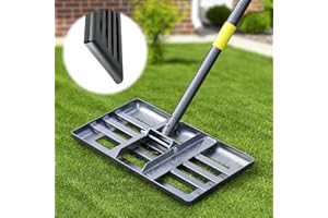 LILYVANE Lawn Leveling Rake: Anti Flipping 17" x 10" Stainless Steel Lawn Ground Leveler for Soil, Heavy Duty Grass Top Soil Dressing Leveling Rake, Home Lawn,Golf Field,Yard Landscaping Tool, 60” Long Handle