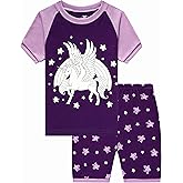 Akyzic Little Girls Pajamas 100% Cotton Short Sleeve Pjs Toddler Summer Sleepwear Kids Clothes Set 3t-10t