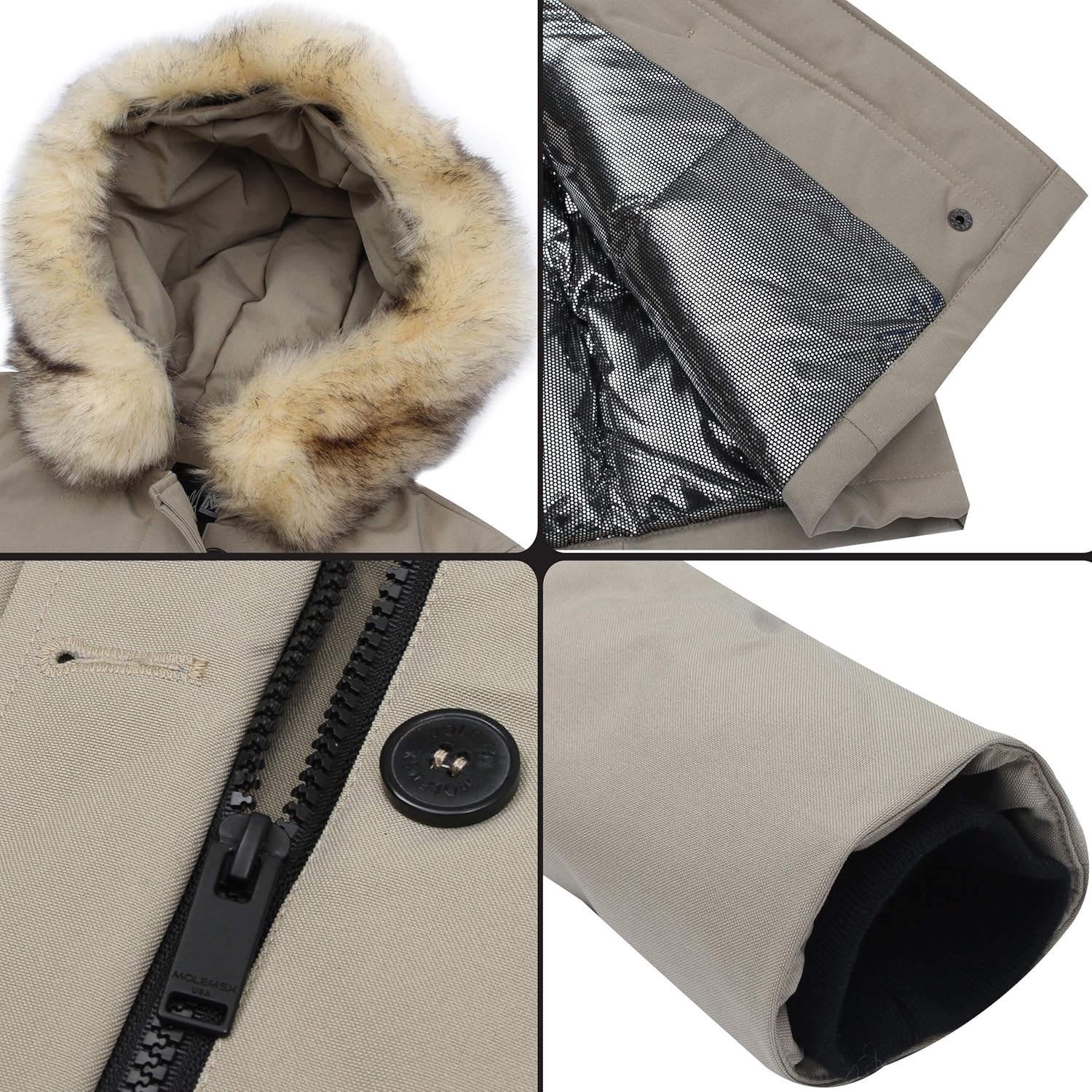 Molemsx Women's Thickened Down Jacket Warm Parka Down Coat with Fur Hood Puffer Jacket: Clothing