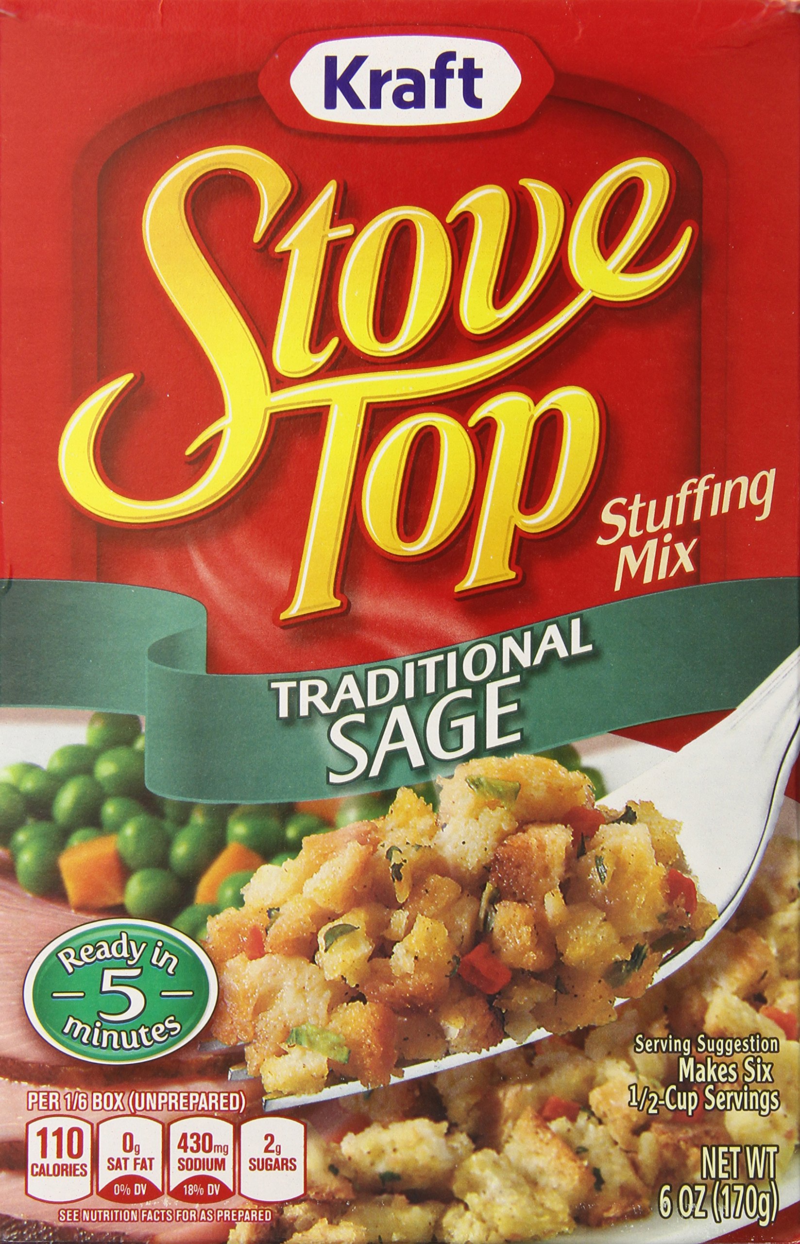 Stove Top Stuffing Mix, Savory Herb, 6 Ounce Box (Pack of 12) Packaged Stuffing